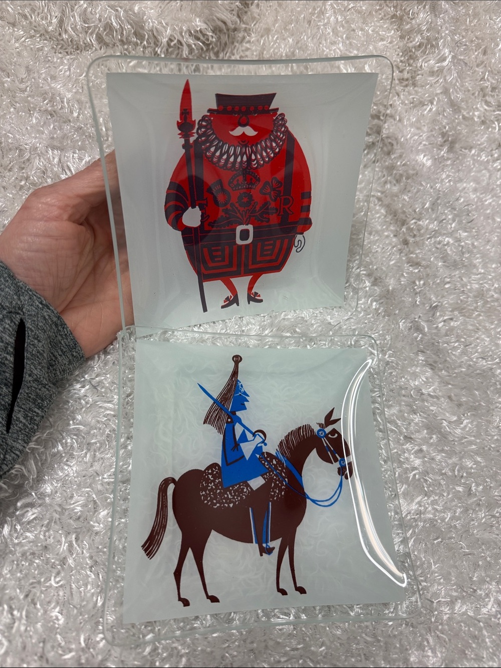 Vintage mid century trinket dishes lot of 2 man and horse